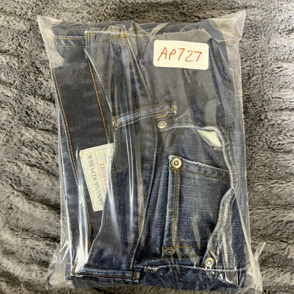 Banana‎ Republic Mens 34x28 Straight Fit Jeans Dark Wash Blue Denim AP727